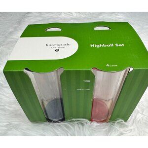 Kate Spade x Target New York Highball Glass Set - 4 Count BPA-Free Multicolor Bo